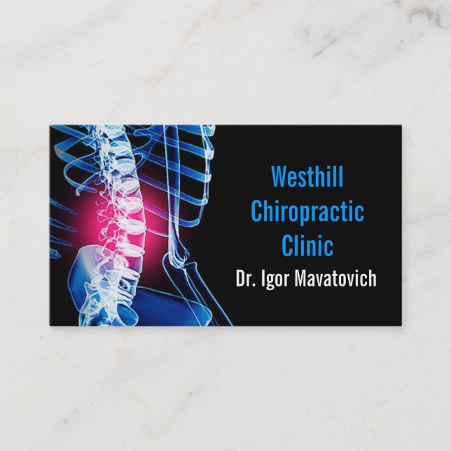 Chiropraktor Chiropractic Health Wellness Clinic Visitenkarte (Vorderseite)