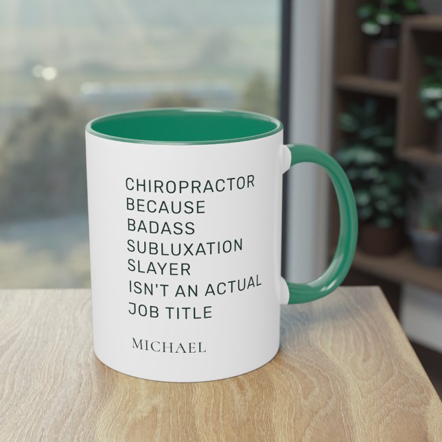 Chiropraktor durch Subluxation Slayer Custom Tasse (Chiropractor Green White Coworker Custom Coffee Mug)