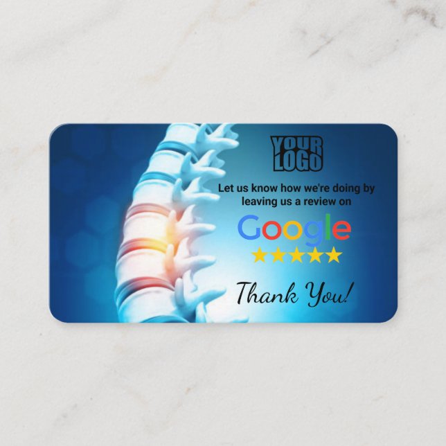 Chiropraktor Google Review Template Card mit QR - Visitenkarte (Vorderseite)
