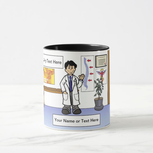 Chiropraktor - Männlicher Cartoon von Printed Perf Tasse (Zentrum)