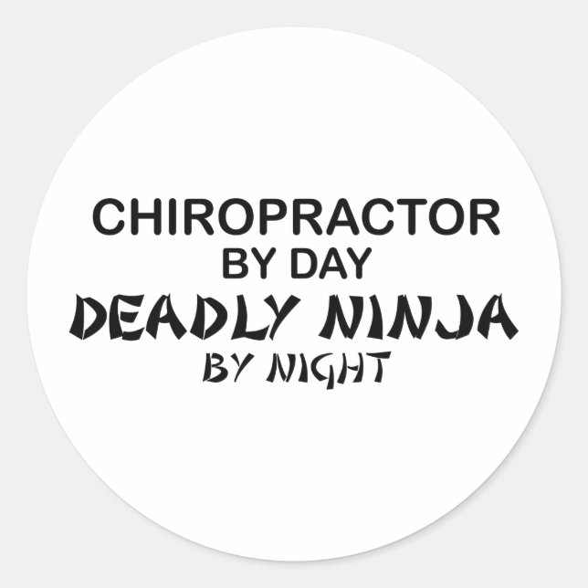 Chiropraktor Todly Ninja durch Nacht Runder Aufkleber (Vorderseite)