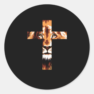 Chirstian Cross Lion Judah Jesus Gott Glaube Runder Aufkleber