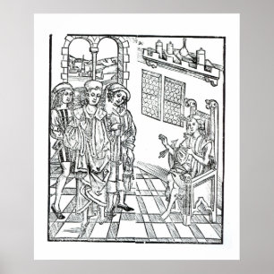 Chirurg besucht einen Mann mit Pfeilwunden, von Poster