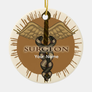 Chirurg Caduceus Premium Quadratischer Schmuck Keramik Ornament