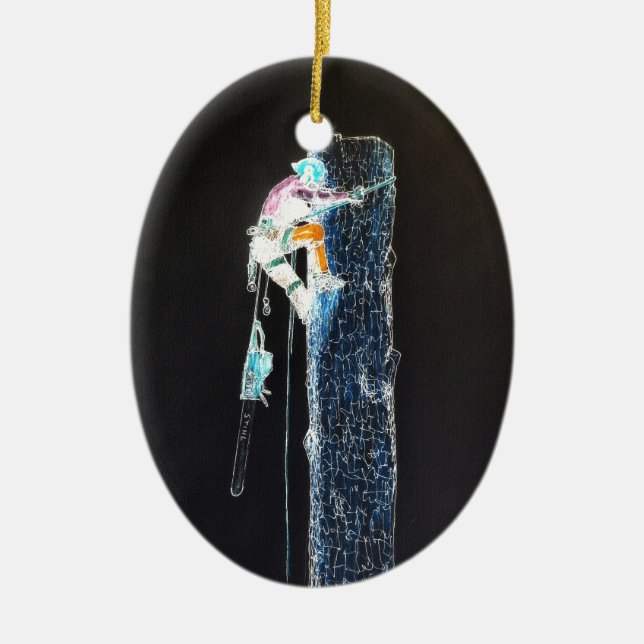 Chirurgin Electric Tree Arborist Kettensäge Keramik Ornament (Vorne)