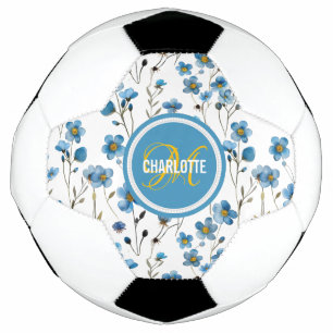 Chirurgisch blaues Blumenmuster mit Monogramm Name Fußball