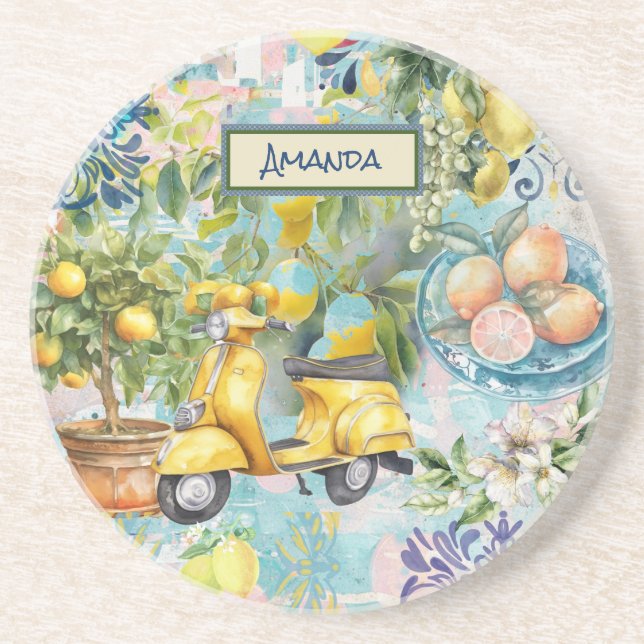 Chirurgisch blaues türkisfarbenes sizilianisches Z Getränkeuntersetzer (Vorne)