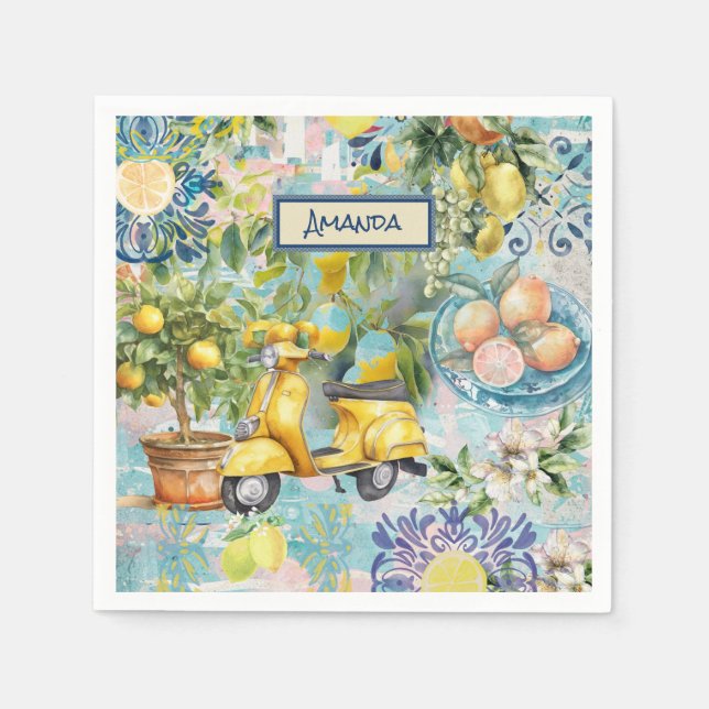 Chirurgisch blaues türkisfarbenes sizilianisches Z Serviette (Vorderseite)