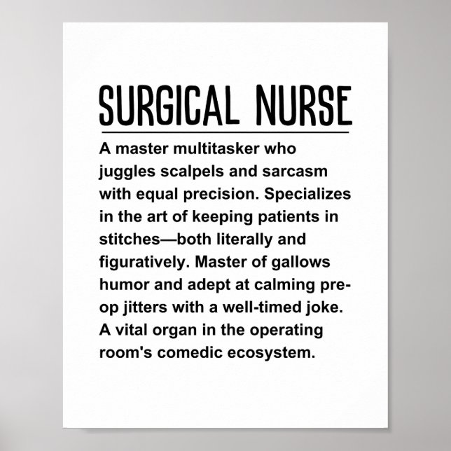 Chirurgische Krankenschwester Poster (Vorne)