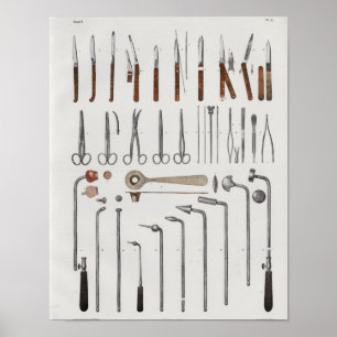 Chirurgische medizinische Instrumente Vintage Anat Poster