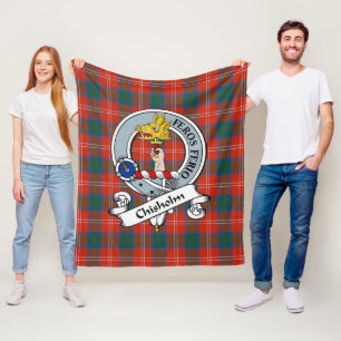 Chisholm Ancient Clan Abzeichen Tartan Kariert Fleecedecke