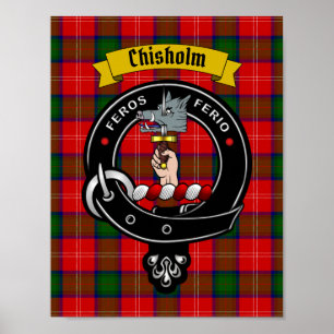 Chisholm Clan Abzeichen & Tartan 8,5 x 11 Poster