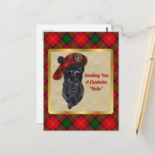 Chisholm-Clan-Abzeichen- und Tartan-Grußkarte Postkarte