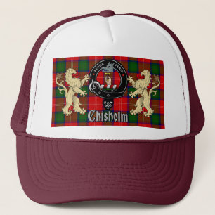 Chisholm-Clan-Abzeichen und Tartan Truckerkappe