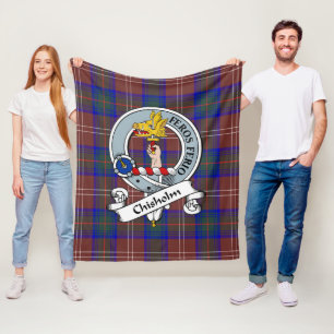 Chisholm Jagd Moderner Klan Abzeichen Tartan Karie Fleecedecke