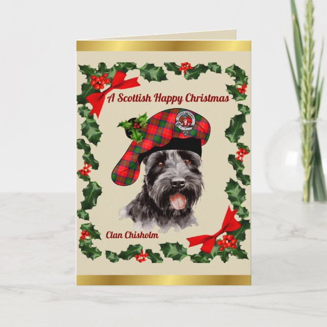 Chisholm Scottie Dog Personalisiert Xmas Karte (Vorderseite)