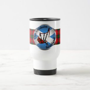 Chisholm Tartan Bagpipe Travel Mug Reisebecher