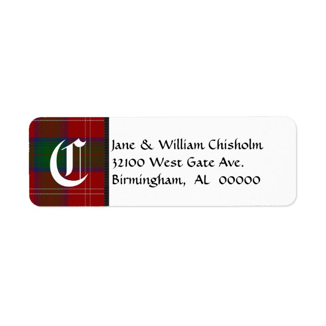 Chisholm Tartan Karierte Monogram-Adressenmarken (Vorne)