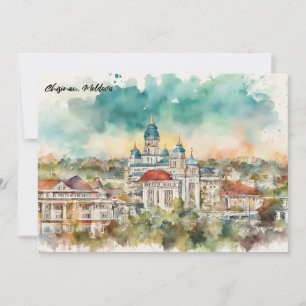 Chisinau Moldawien Aquarellmalerei Stadtansicht Karte