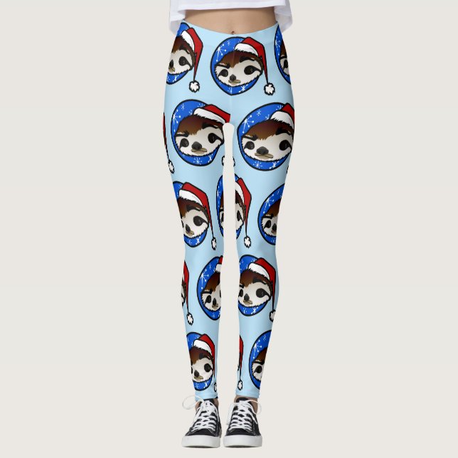 CHISTMAS HOLIDAY SLOTH SANTA PATTERN LEGGINGS (Vorderseite)