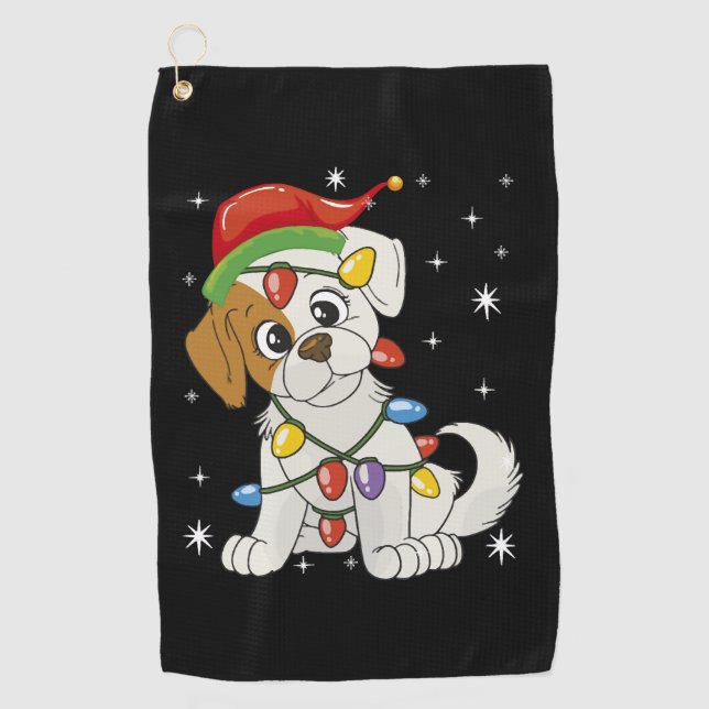 Chistmas Season Santa Jack Russell Terrier Golfhandtuch (Vorderseite)