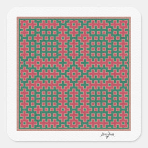 Chistmas Themed, Hitomezashi inspirierte Tile Quadratischer Aufkleber