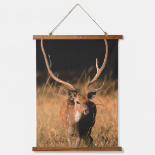 Chital Natural Habitat   Bandhavgar National Park Wandteppich Mit Holzrahmen