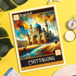 Chittagong, Bangladesch Vintage Malerei Postkarte