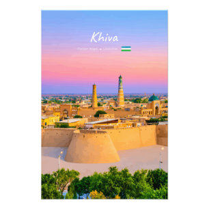 Chiva, Usbekistan - Antike Festung Silhouette Fotodruck