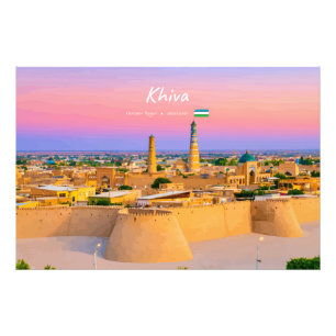 Chiva, Usbekistan - Antike Festung Silhouette Fotodruck
