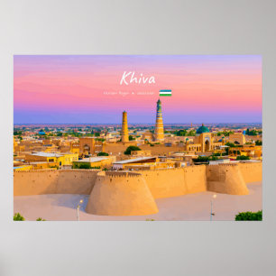 Chiva, Usbekistan - Antike Festung Silhouette Poster