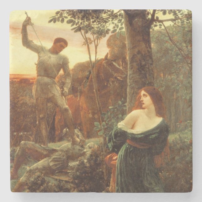 Chivalry (nach Frank Dicksee) Steinuntersetzer (Vorderseite)