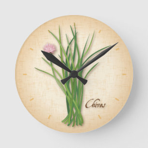 Chives Herb Clock Runde Wanduhr