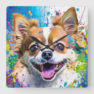 Chiwawa Dog Quadratische Wanduhr