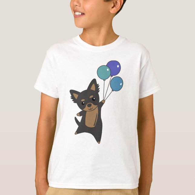 Chiwawa Hund fliegt mit Balloons T-Shirt (Vorderseite)