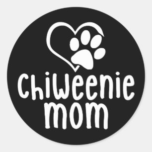 Chiweenie Mama Welppy Heart Paw Liebe Runder Aufkleber