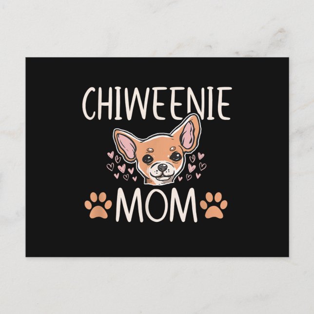 Chiweenie Mom chihuahua niedlicher Hundebesitzer L Ankündigungspostkarte (Vorderseite)