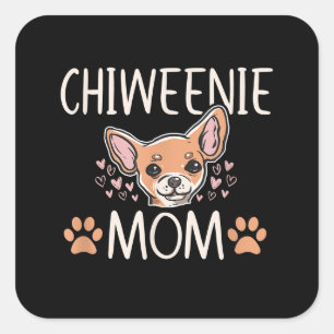 Chiweenie Mom chihuahua niedlicher Hundebesitzer L Quadratischer Aufkleber