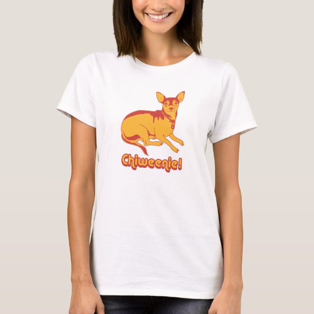Chiweenie T - Shirt - Pop-Kunst - Rot und Gold - (Vorderseite)