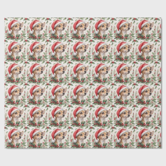 Chiweenie-Weihnachtspapier Geschenkpapier (Flach)