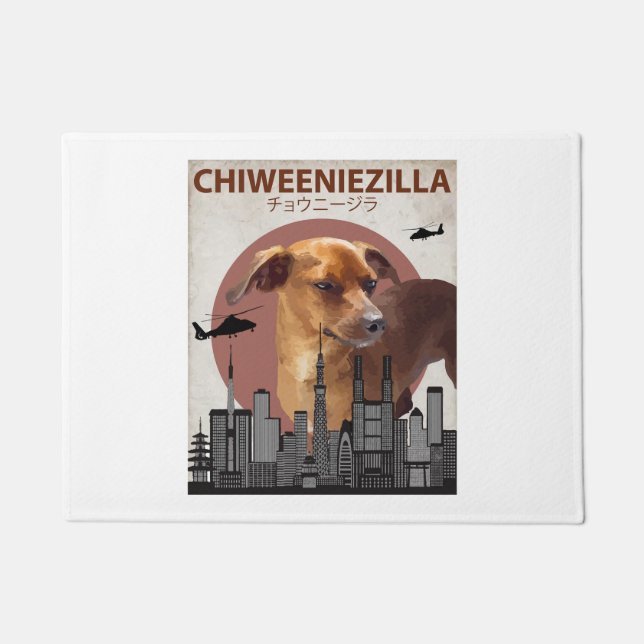 Chiweeniezilla Funny Chiweenie T - Shirt Dog Lover Fußmatte (Vorderseite)