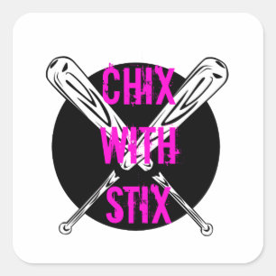 Chix mit Stix Quadratischer Aufkleber