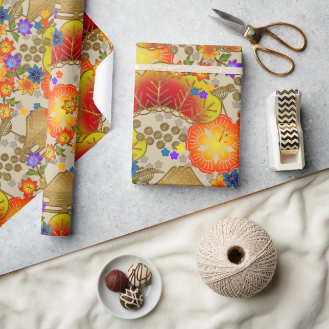Chiyogami Yuzen Washi Stil Muster Wrapping Paper Geschenkpapier (Kunsthandwerk)