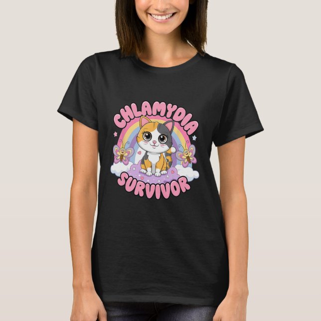 Chlamydia Survivor Cat Meme Witzige Shirts für Män (Vorderseite)