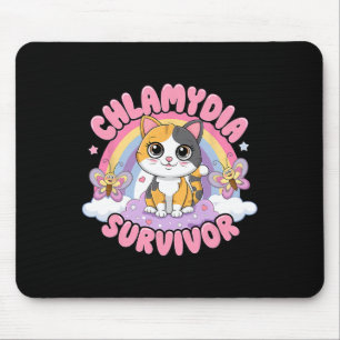 Chlamydia Survivor Cat Meme Witzige Shirts für Män Mousepad