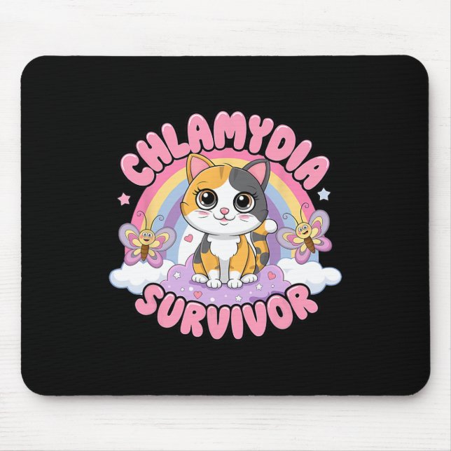 Chlamydia Survivor Cat Meme Witzige Shirts für Män Mousepad (Vorne)