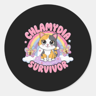 Chlamydia Survivor Cat Meme Witzige Shirts für Män Runder Aufkleber
