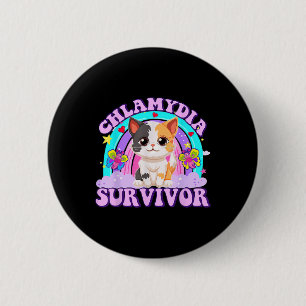 Chlamydia Survivor Cat Rainbow Button