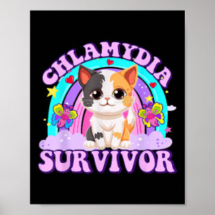 Chlamydia Survivor Cat Rainbow Poster
