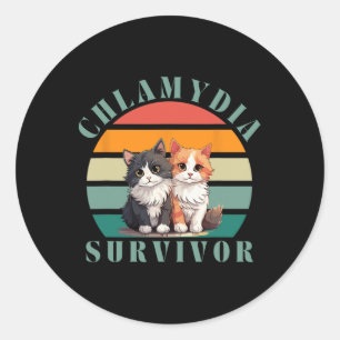 Chlamydia Survivor Retro Sarcastic Ironic Y2k Inap Runder Aufkleber